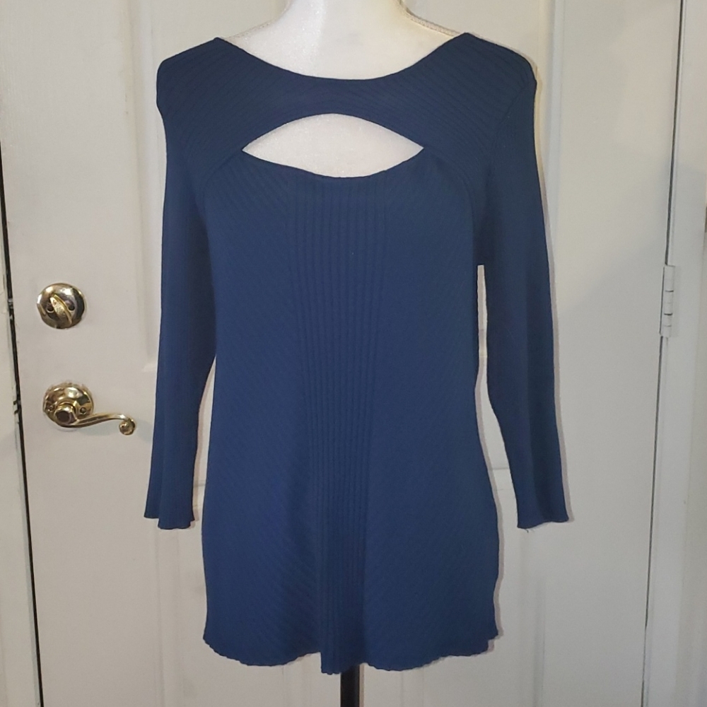 Lane Bryant Ribbed Keyhole 3/4 Sleeve Sweater SZ 14/16